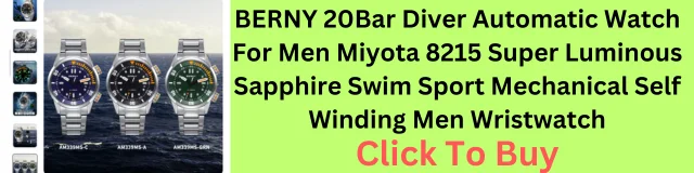 BERNY 20Bar Diver Watch Review, Best Automatic Dive Watch, MIYOTA 8215 Movement Watch, Affordable Dive Watches for Men, Sapphire Crystal Dive Watch, 200m Water Resistant Watch, Super Luminous Diver Watch, Stainless Steel Diving Watches, BERNY AM339M Features