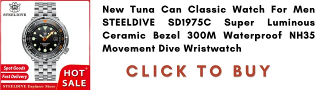 Steeldive SD1975C watch, Tuna Can dive watch, 300m dive watch automatic, Sapphire crystal dive watch, NH35 automatic movement watch, Super luminous dive watch, Ceramic bezel dive watch, Stainless steel dive watch band, Men's automatic dive watch