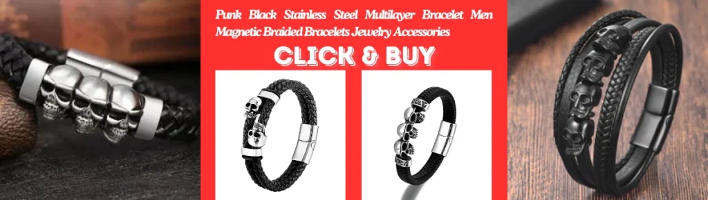 Punk Black Stainless Steel Multilayer Bracelet, Men Magnetic Braided Bracelets, Jewelry Accessories, Black Stainless Steel Bracelet, Magnetic Braided Bracelet, Punk Jewelry, Men's Jewelry, Stainless Steel Bracelet, Braided Bracelet